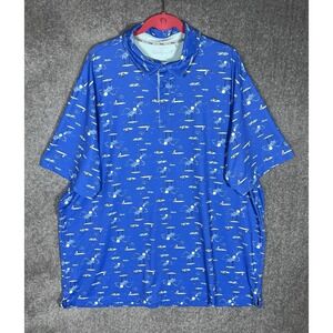 Walter Hagen 11 Majors Polo‎ Shirt Mens Size 2XLT Blue Golf Print Short Sleeve